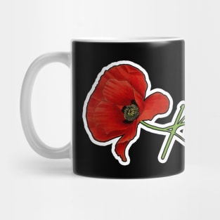 Red Poppy Flower with Memorial Text Stem Horizontal Version (MD23Mrl007) Mug